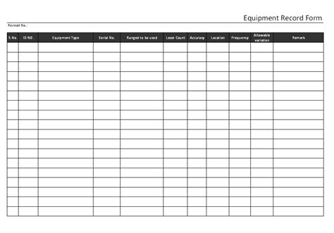 Now the next part which is our actual requirement i.e. Equipment Record Form format | Word | PDF | Report