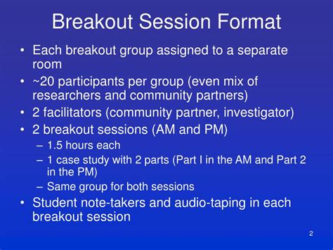 Ppt Breakout Session Format Powerpoint Presentation Free Download