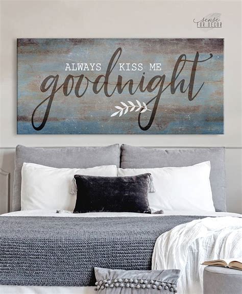Bedroom Wall Art Always Kiss Me Goodnight V8 Wood Frame Ready To Han