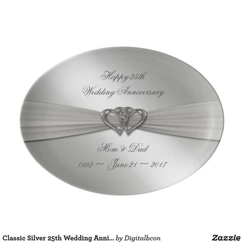 Classic Silver 25th Wedding Anniversary Platter Zazzle 25 Wedding