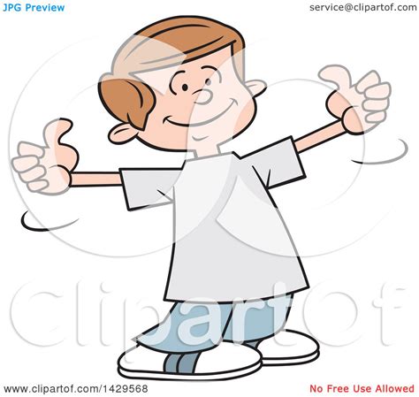 Clipart Of A Cartoon Caucasian Boy Giving Two Thumbs Up