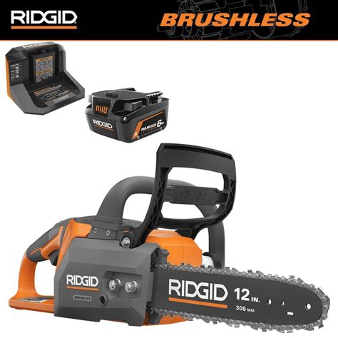 Ridgid 18v Brushless 12 In Electric Battery Chainsaw With 60 Ah Max
