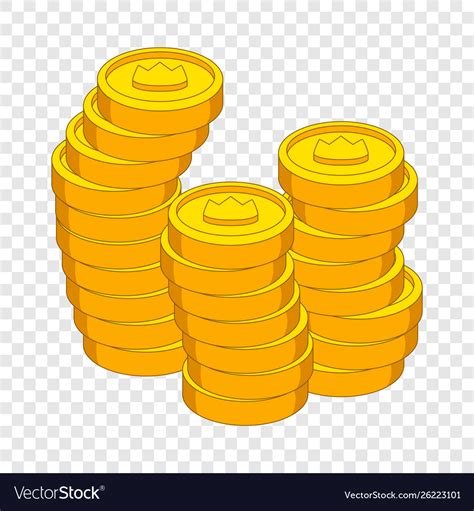 Stacks Coins With Crown Icon Cartoon Style Vector Image