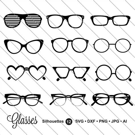 glasses silhouettes svg glasses clipart sunglasses svg cut etsy