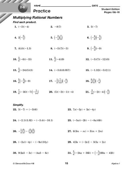 Operations With Rational Numbers Worksheet Doc