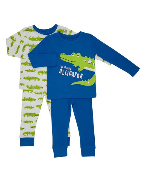 Dunnes Stores Blue Baby Boys Crocodile Pyjamas Pack Of 2