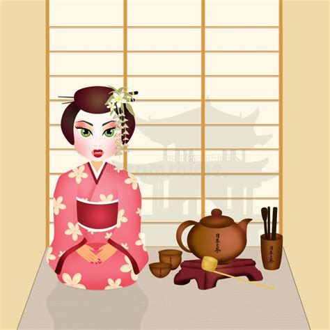 Japanese Tea Ceremony At Sunset Stock Illustration Illustration Of