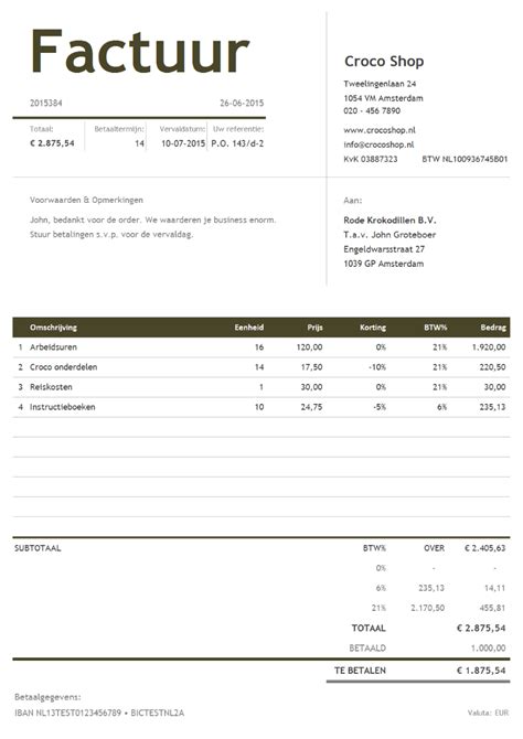 Factuurvoorbeelden Voor Zzp Ers En Andere Ondernemers