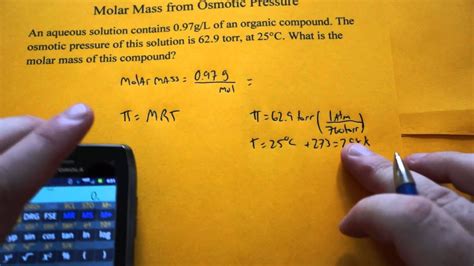 Thus, it is referred to as a. Calculating Molar Mass using Osmotic Pressure - YouTube