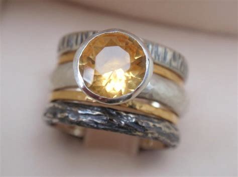 Citrine Ring Engagement Ring Set Of Natural November Birthstone K