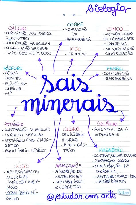 Sais Minerais Mapa Mental Mapa Métodos De Ensino