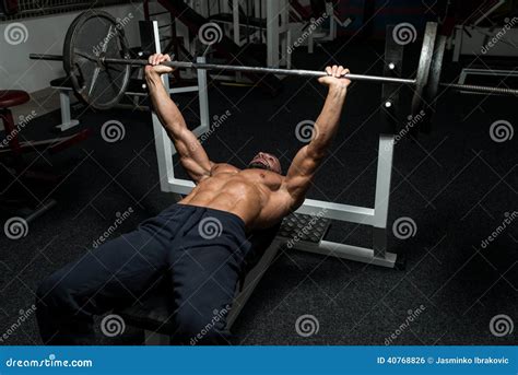 Chest Workout On Bench Press Stock Photo Image Of Healthy Dark