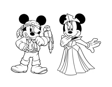 Pirates And Princesses Coloring Page Mickey And Minnie Disney Halloween