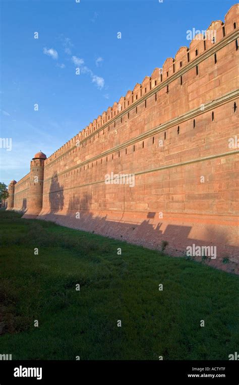 A Wide Angle View Of One Of The Huge Walls And Towers Surrounding The