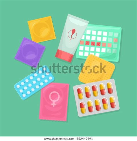 Safe Sex Birth Control Set Contraception Stock Illustration 552449491