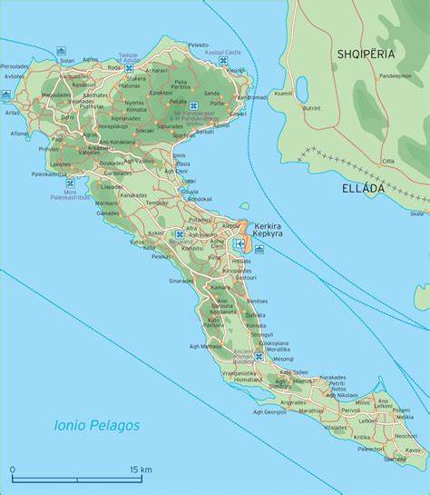 Detailed Map Corfu Greece