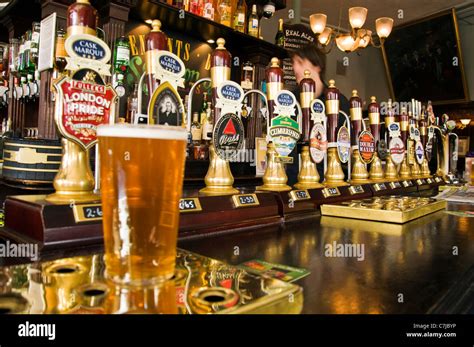 Real Ale Hand Pumps In A Bar Pub Stock Photo Royalty Free Image