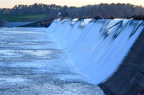 Looking At The Water Flow Over Blewett Falls Dam Stock Photo Image Of