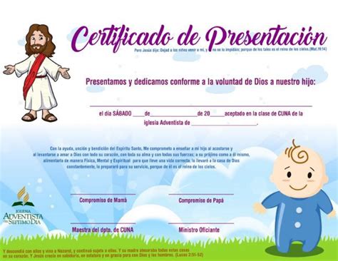 certificado niño iglesia adventista ministerio infantil | Iglesia
