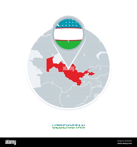 Mappa E Bandiera Dell Uzbekistan Icona Della Mappa Vettoriale Con L Uzbekistan Evidenziato