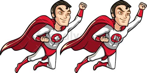 Male Nurse Superhero Flying Like Superman Cartoon Vector