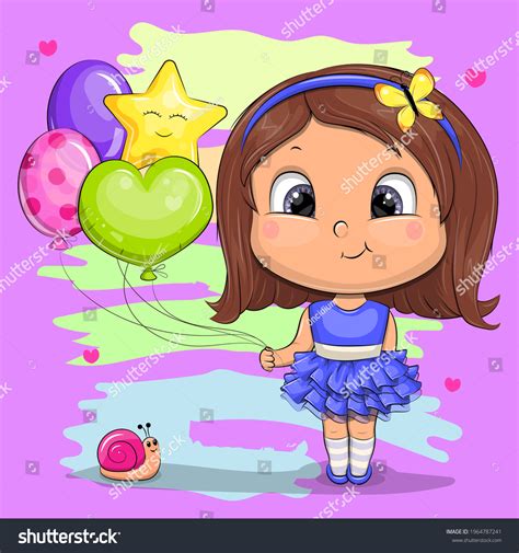 Cute Cartoon Baby Girl Blue Dress Stock Vector Royalty Free