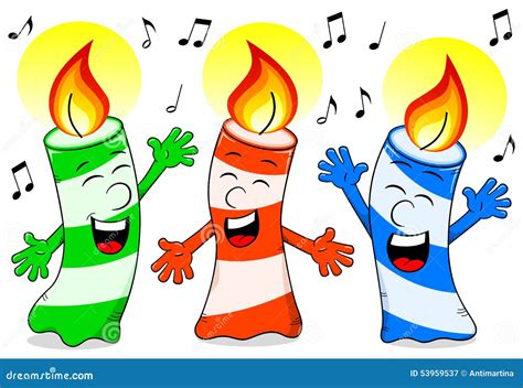 Cartoon Birthday Candles Singing A Birthday Song Stock Vector Illustration Of Candlelight