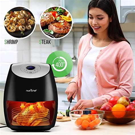 Nutrichef Electric Hot Air Fryer Oven W Digital Display Big 27 Qt Capacity Stainless Steel