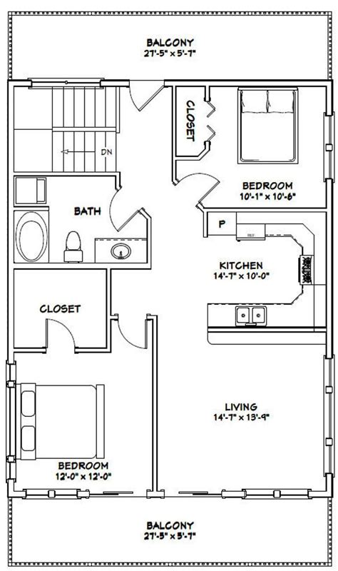 28x36 House 2 Bedroom 15 Bath 1170 Sq Ft Pdf Floor Etsy Floor