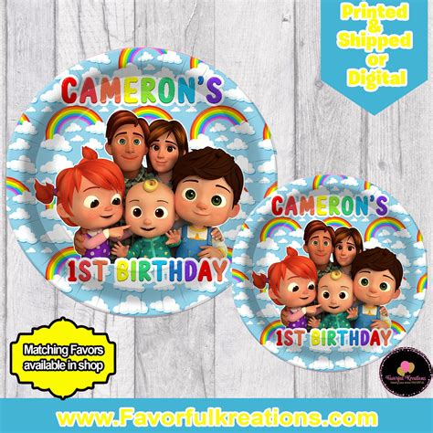 Cocomelon Party Plates Custom Party Plates Cocomelon Birthday Party