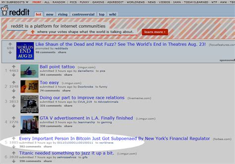 Bitcoins are issued and managed without any central authority whatsoever: Bitcoin currently on front page of reddit - link number 5 ...