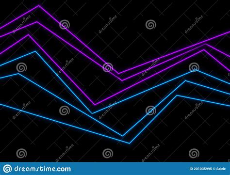 Blue Ultraviolet Neon Curved Lines Abstract Background Stock Vector