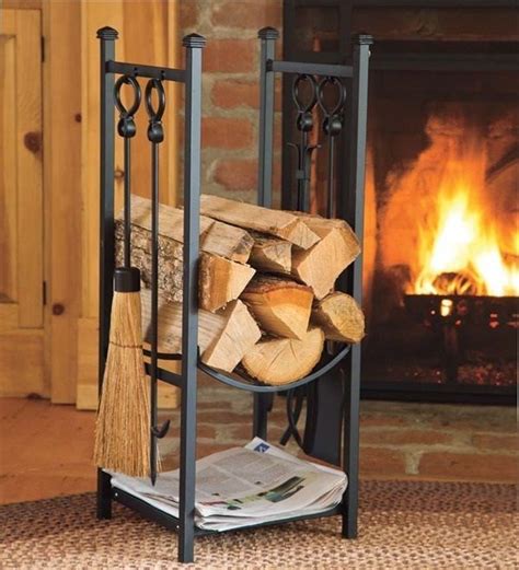 Indoor Firewood Rack W Fireplace Tools Log Storage Kindling Hearth