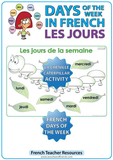 French Days of the Week - Caterpillar Activity - La Chenille | Woodward ...