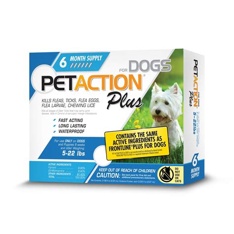 Pet Action Plus Flea And Tick Treatment For Small Dogs 6 22 Lbs 6 Month