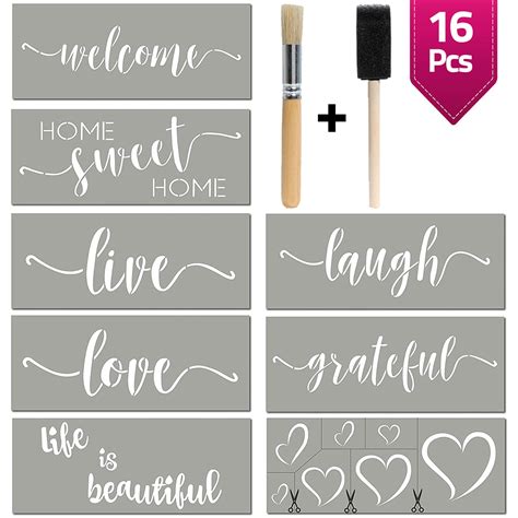 15 Pieces Inspirational Quote Stencils Kit Quote Stencils Word Phrase