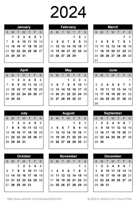 Yearly 2024 Calendar Printable Ibby Randee