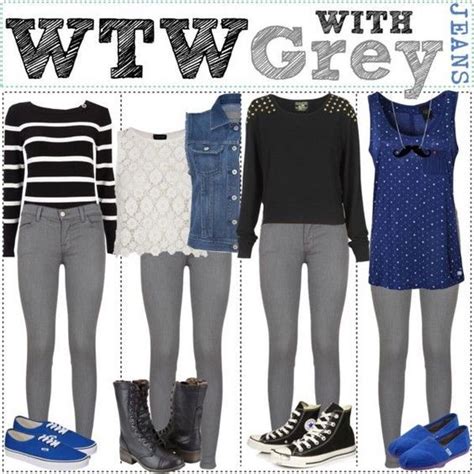 how to wear grey jeans women - Google Search | Grey jeans ... A great way to get some inspiration for your coral is another color which goes beautifully with gray.
