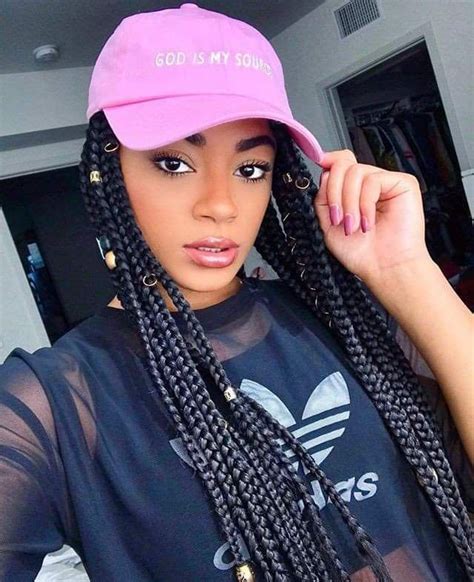 Four Braided Hairstyles That Look Great Under A Hat In 2021 Hair To One Side Box Braids Braids