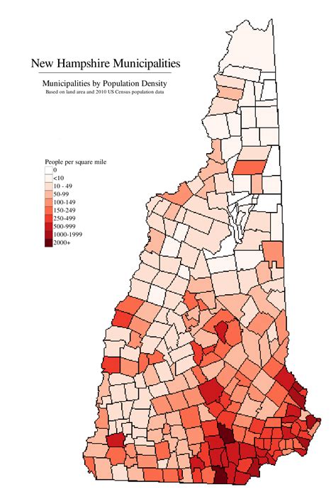 Map Of Population Density Of New Hampshires Municipalities R