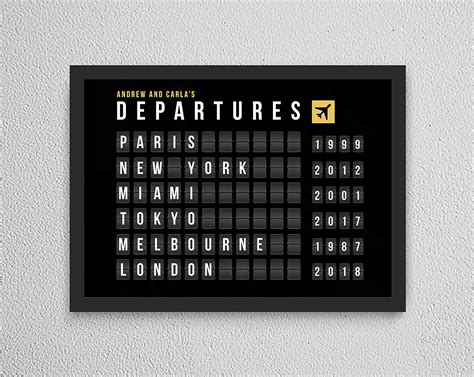 Forefrontdesigns Personalised Airport Departure Board Print Travel T