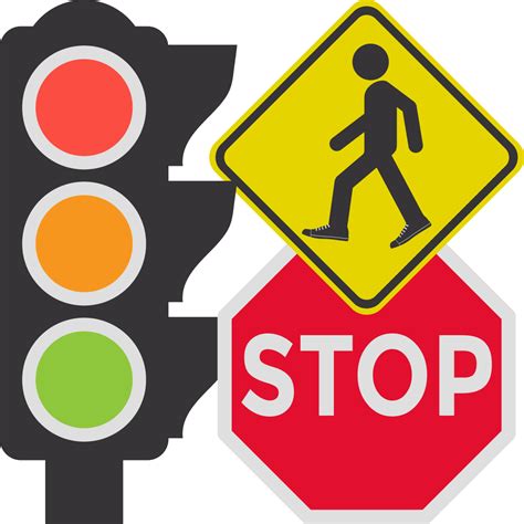 A Traffic Light A Stop Sign And A Yield To Pedestrians Clipart Full