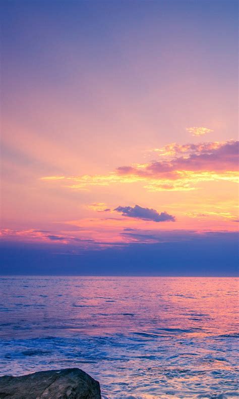 Light Purple Sky Above Beach Rock 4k Hd Nature Wallpapers Hd
