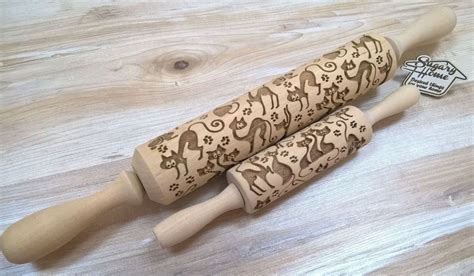 Rolling Pin Glamorous Cats Pattern Embossing Laser Cut Etsy