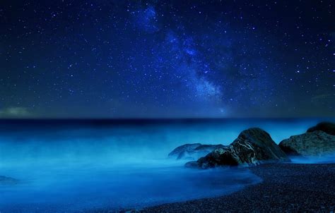 Wallpaper Sea The Sky Stars Night Fog The Milky Way Images For