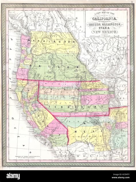 1853 Mitchell Map Of California Oregon Washington Utah And New