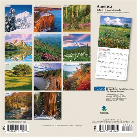 America Mini Wall Calendar
