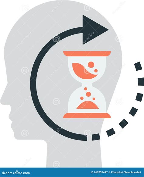 Human Head And Hourglass Illustration In Minimal Style Stock Vector Illustration Of