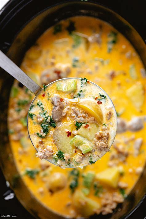 Add the parsley to the slow cooker 15 to 30 minutes before the end of the cook time. Crock-Pot Tuscan Sausage Soup Recipe - Slow Cooker Sausage ...