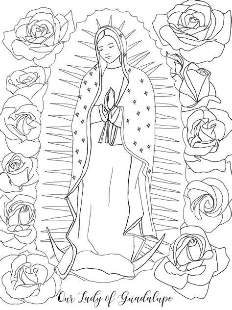 Our Lady of Guadalupe Coloring Page - Etsy